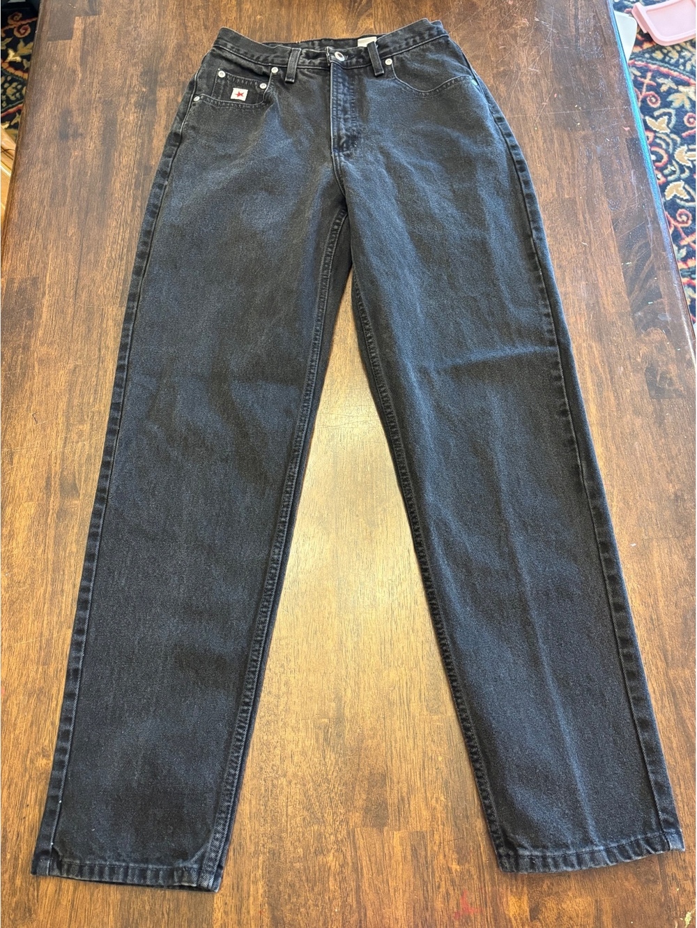 Vtg 80s Rockies Star Tag Black Jeans 29/9 Long High Waist Western Cowgirl Denim